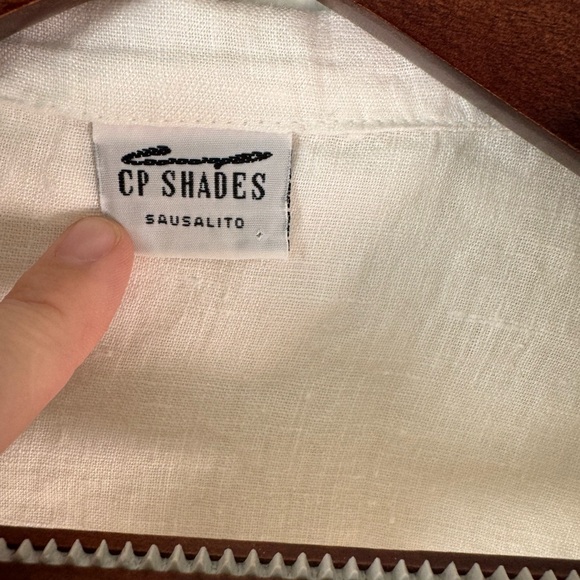 CP Shades 100% Linen Preshrunk Collared Button Down Blouse Womens Medium White - Picture 3 of 7
